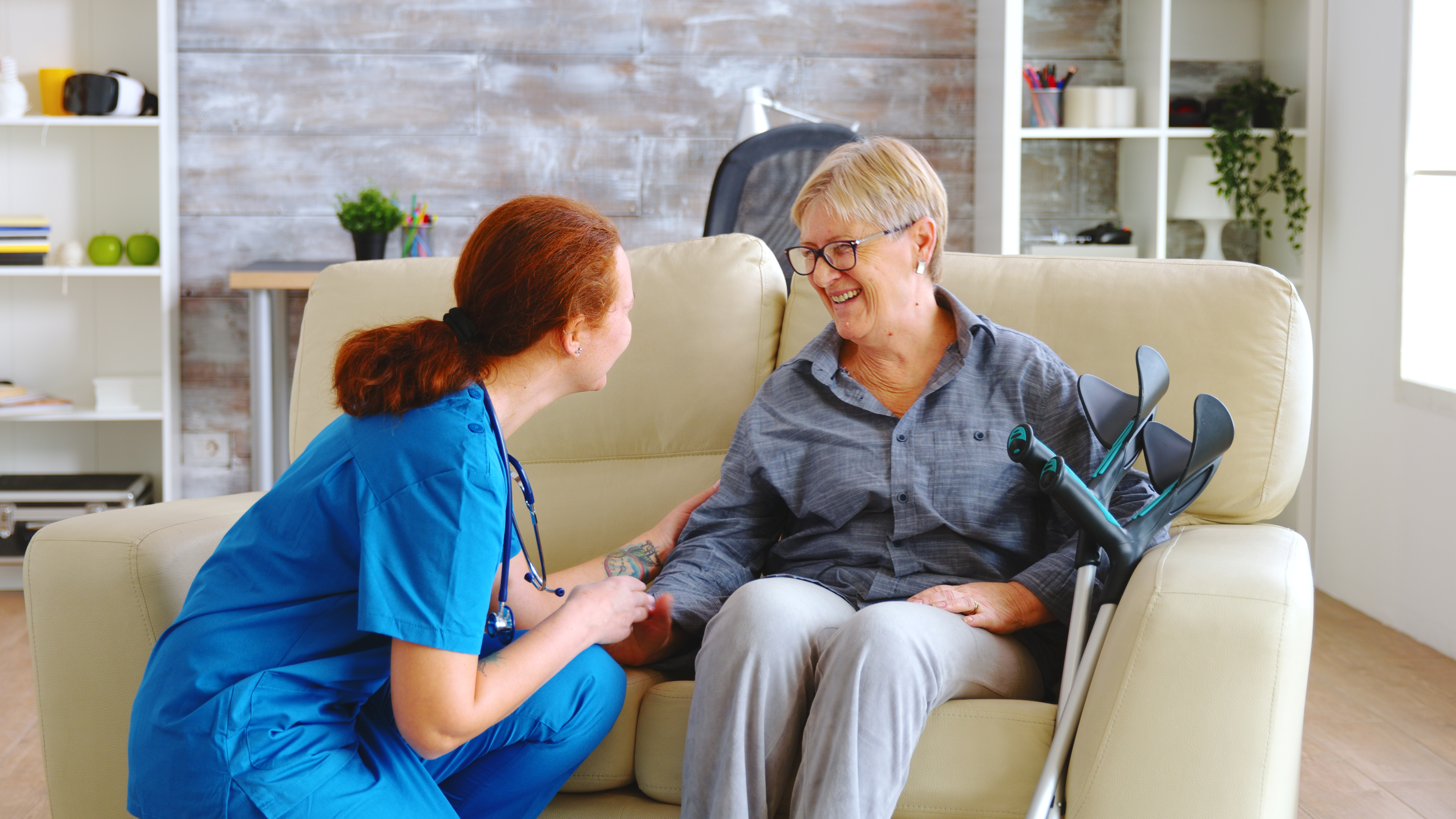 Nurse caring for client
